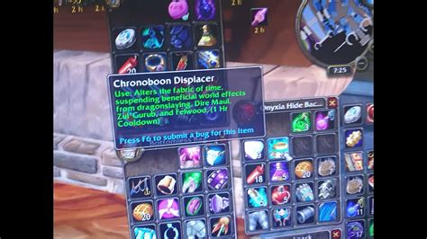 Chronoboon displacer - Places a Supercharged Chronoboon Displacer buff on you, showing (you and other players) which WBs you have stored and their remaining duration (can't be removed by right-clicking) Reapplying WBs using Supercharged Chronoboon Displacer does not put a cooldown on Chronoboon Displacers , meaning you can reapply your stored buffs, grab some new ...